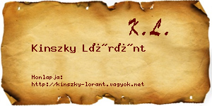 Kinszky Lóránt névjegykártya
